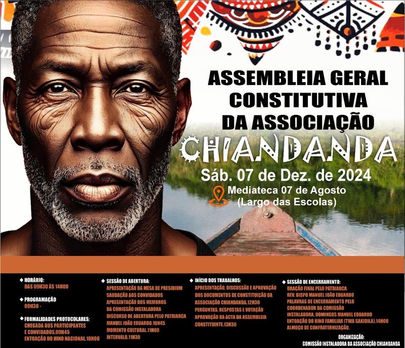 Flyer da Assembleia Geral Constitutiva da Associação Chiandanda