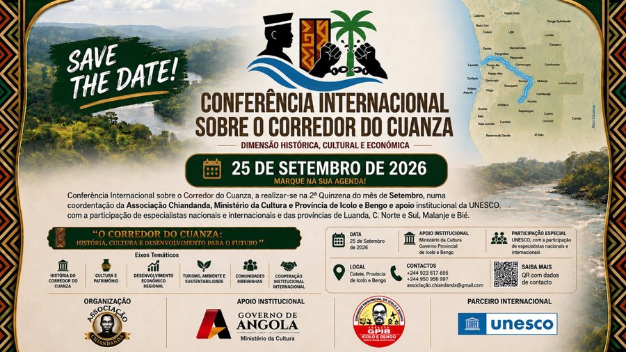 Flyer Save the Date da Conferência Internacional sobre o Corredor do Cuanza