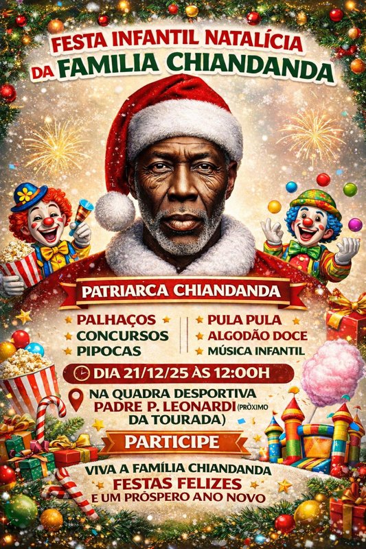 Flyer da Festa Infantil Natalícia da Família Chiandanda